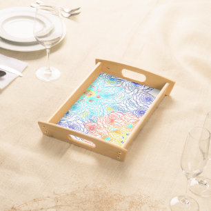 Blue and Red Spring Flowers Serving Tray