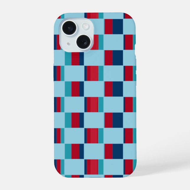 blue and red square pattern iphone case (Back)