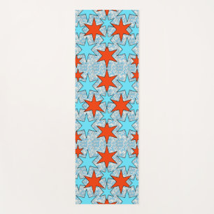 Blue and Red Star Pattern Yoga Mat