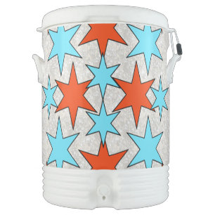 Blue and Red Star Print Beverage Cooler