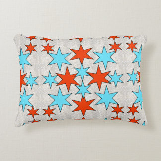 Blue and Red Star Print Decorative Pillow