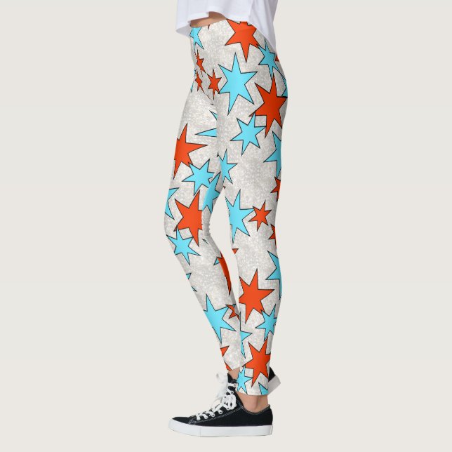 Blue and Red Star Print Leggings (Left)