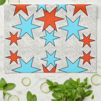 Blue and Red Star Print Towel