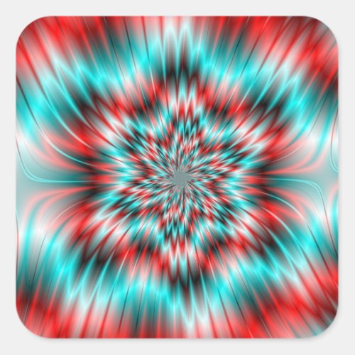 Blue and Red Star Square Sticker