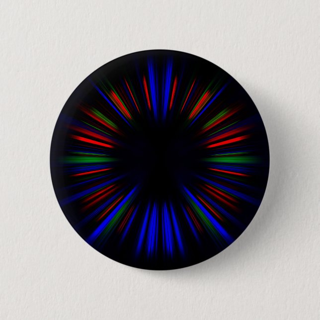 Blue and red starburst pattern pinback button (Front)