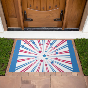 Blue and red stars . doormat