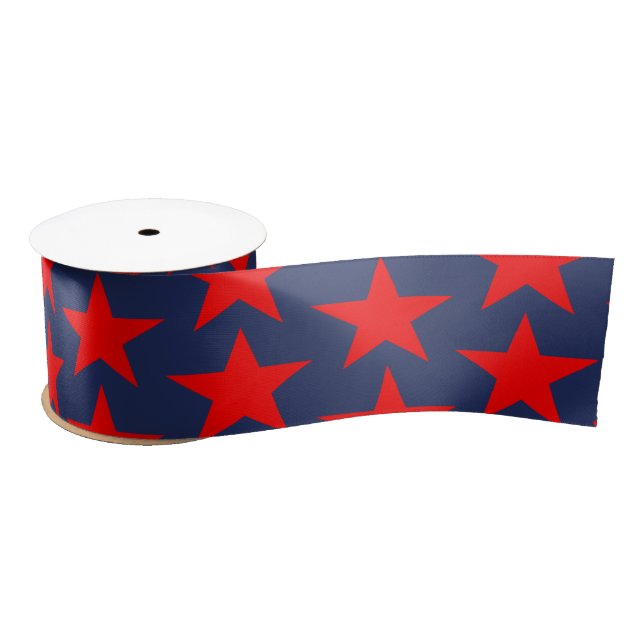 Blue And Red Stars Satin Ribbon (Spool)