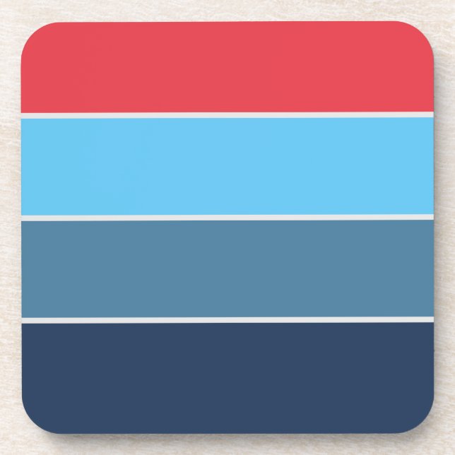 Blue And Red Striped Beverage Coaster (Front)