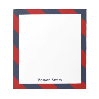 Blue and Red Stripes Personalized Notepad