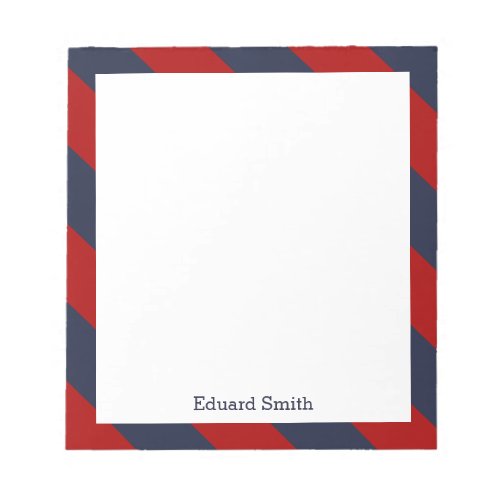 Blue and Red Stripes Personalized Notepad