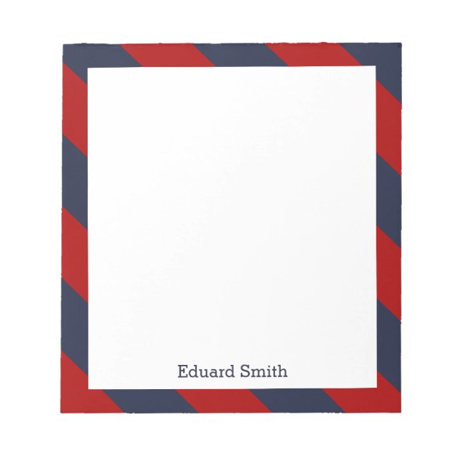 Blue and Red Stripes Personalized Notepad (Front)
