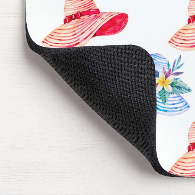 Blue And Red Summer Hats Pattern Mouse Pad (Corner)