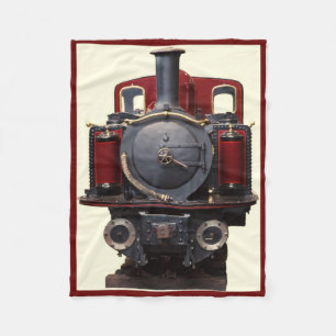 Blue And Red Train Fleece Blanket
