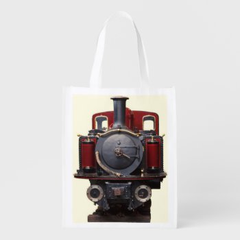 Blue And Red Train Grocery Bag by LeFlange at Zazzle