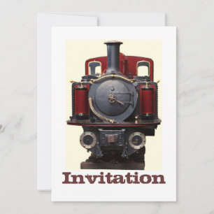 Blue And Red Train Invitation