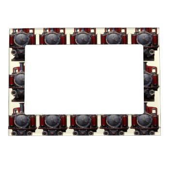Blue And Red Train Magnetic Photo Frame by LeFlange at Zazzle