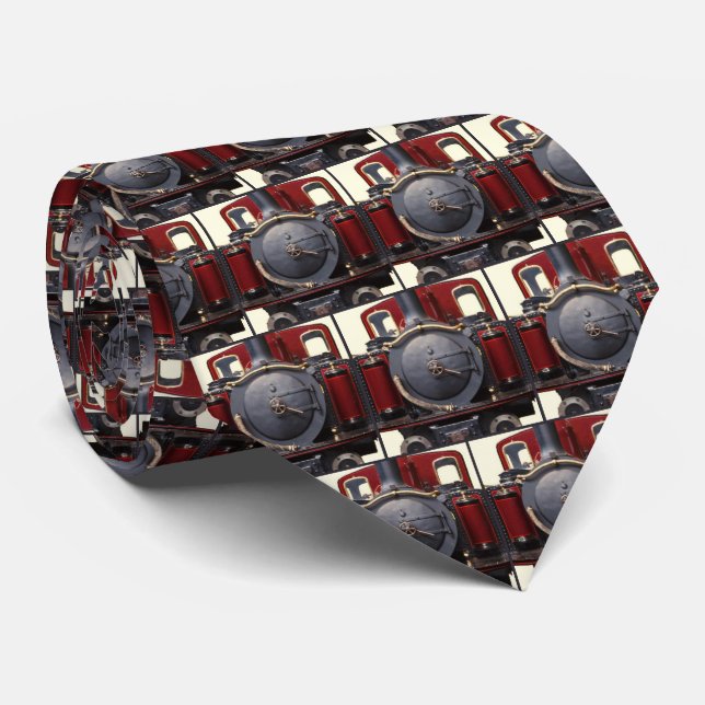 Blue And Red Train  Neck Tie (Rolled)