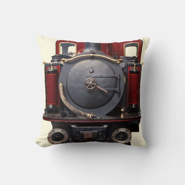 Blue And Red Train Throw Pillow (Front)