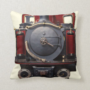 Blue And Red Train Throw Pillow