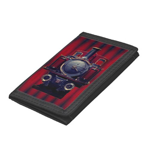 Blue And Red Train Trifold Wallet