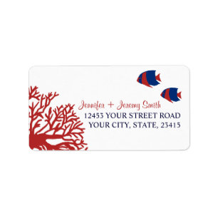 Blue and Red Tropcial Beach Address Label