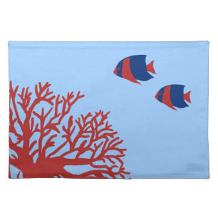 Blue and Red Tropical Angelfish Placemat