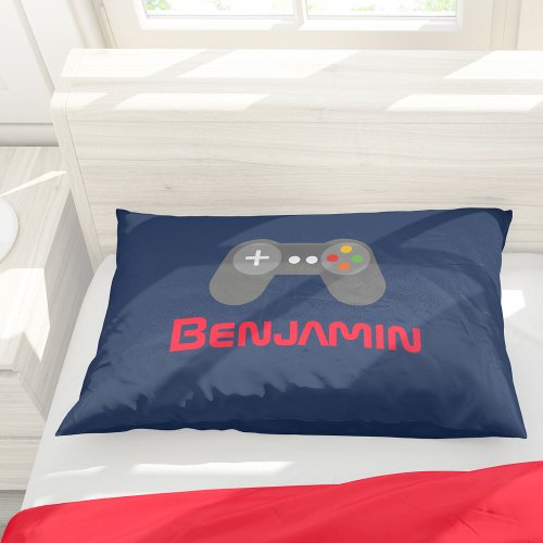 Blue and Red Video Game Controller Pillowcase
