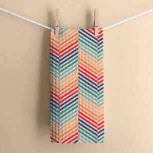 Blue and Red Vintage Sporty Chevron Kitchen Towel