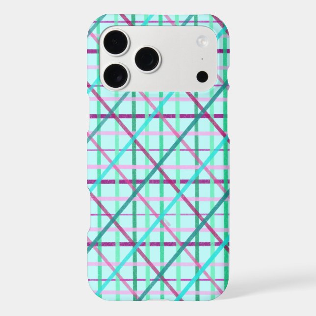 Blue and Rose Checkered Pattern Iphone Case (Back)