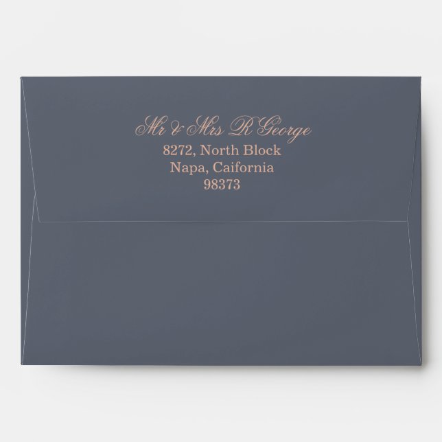 Blue and Rose Gold Envelope with Return Address (Back (Top Flap))