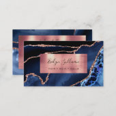 Blue and Rose Gold Foil Agate  Business Card (Front/Back)