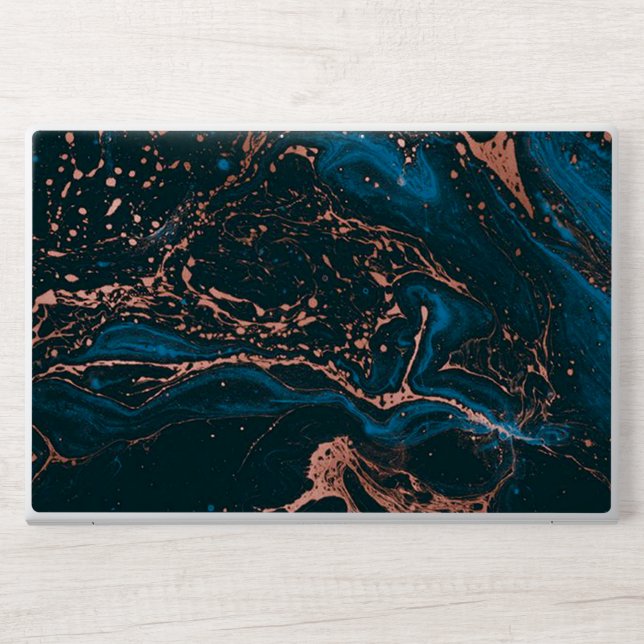 Blue and Rose Gold Marble HP Laptop Skin (Front)