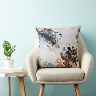 Blue and Rust abstract Throw Pillow