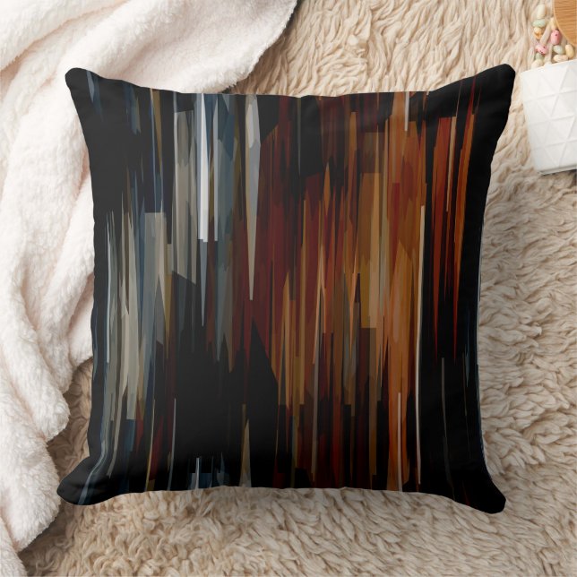 Blue and Rust Abstract Throw Pillow (Blanket)
