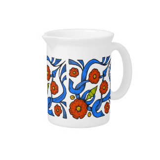 Blue and Rust Flowers Pitcher