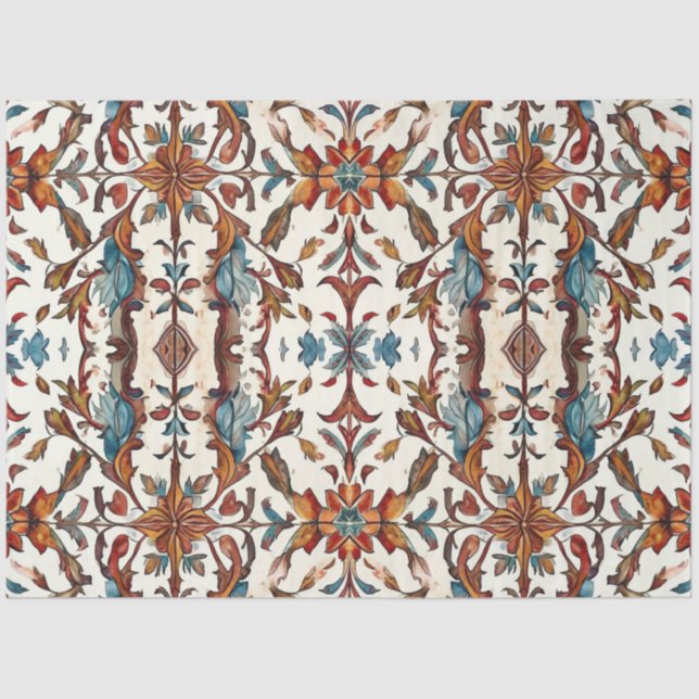 Blue and Rustic Fall  Decoupage Tissue Paper (Front)