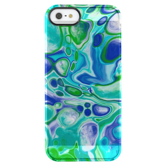 Blue and Sage Green Digital Fluid Art Marble  Uncommon iPhone Case (Back)
