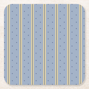 Blue and Sand Stripe Square Paper Coaster