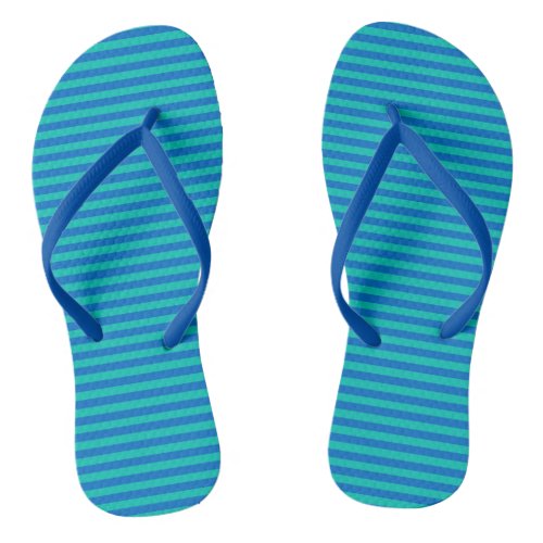 Blue and Sea Green Vintage Thin Stripes Flip Flops