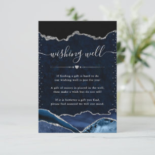 Blue and Silver Agate Wedding Wishing Well Enclosure Card