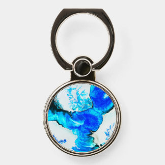 Blue and Silver Alcohol Ink Abstract Phone Ring Stand