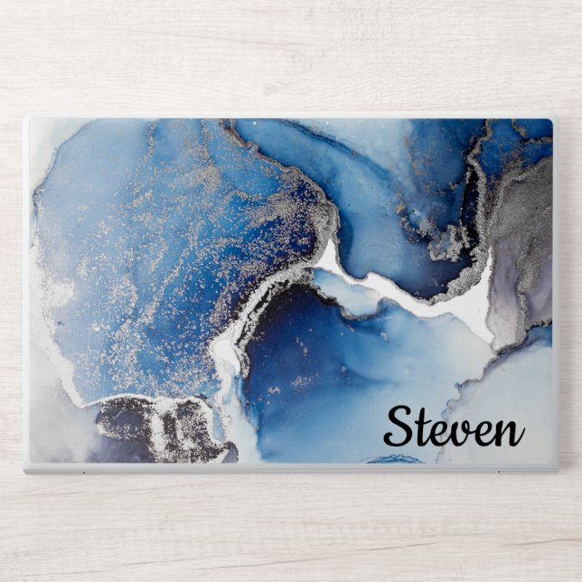 Blue and Silver Alcohol Ink  HP Laptop Skin (Front)