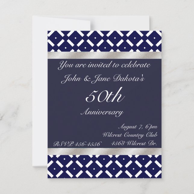 Blue and Silver Anniversary Invitation (Front)