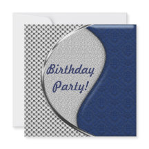 Blue and Silver Birthday Party Invitations