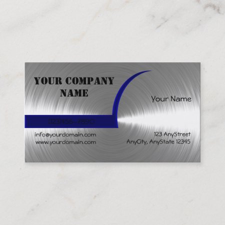 Blue And Silver Brushed Metal Business Card