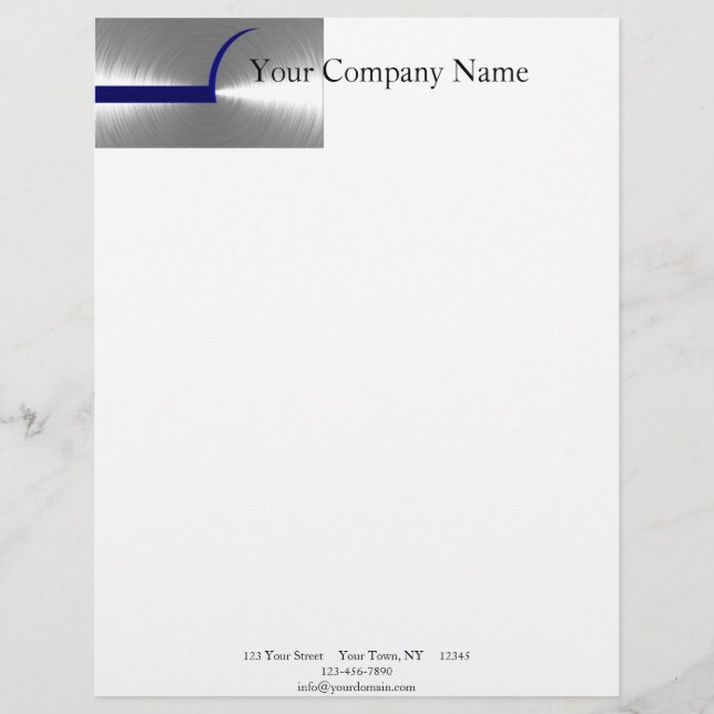 Blue and Silver Brushed Metal Letterhead (Front)