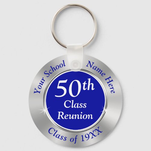 Blue and Silver Cheap 50th Class Reunion Favors Keychain