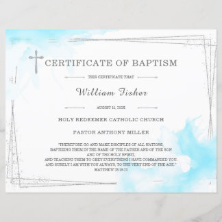 Blue and Silver Christening Certificate