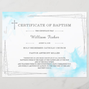 Blue and Silver Christening Certificate