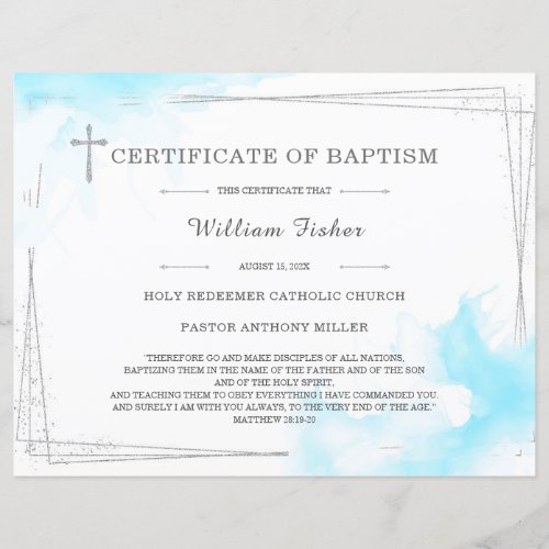  Blue and Silver Christening Certificate